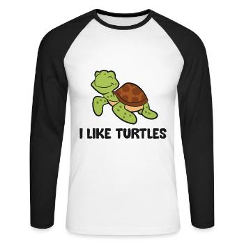 I Like Turtles Ocean Cute Sea Turtle - Unisex Long Sleeve Baseball T-Shirt - white/black - Front - Nik (191cm)