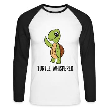 Turtle Whisperer Turtle Whisperer Funny Turtle - Unisex Long Sleeve Baseball T-Shirt - white/black - Front - Nik (191cm)