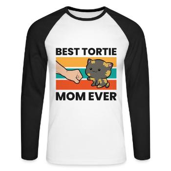 Tortie Cat Mama Meilleure tortue Maman de tous - T-shirt baseball manches longues Homme - blanc/noir - Devant - Nik (191cm)