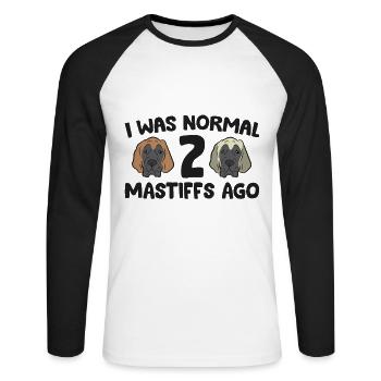 Ich war vor 2 Mastiffs normal Lustiger - Unisex Baseballshirt langarm - Weiß/Schwarz - Vorne - Nik (191cm)