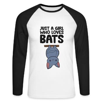 Juste une fille qui aime les chauves-souris - T-shirt baseball manches longues Homme - blanc/noir - Devant - Nik (191cm)
