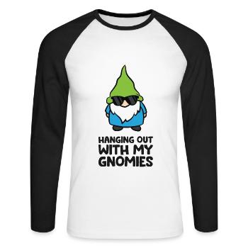 Abhängen mit meinen Gnomies Lustiger Gnom - Unisex Baseballshirt langarm - Weiß/Schwarz - Vorne - Nik (191cm)