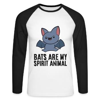 Bats Are My Spirit Animal - Unisex Long Sleeve Baseball T-Shirt - white/black - Front - Nik (191cm)