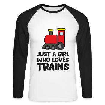 Juste une fille qui aime les trains - T-shirt baseball manches longues Homme - blanc/noir - Devant - Nik (191cm)