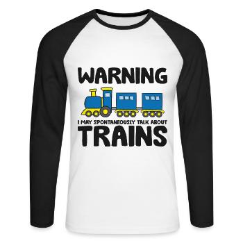 L’avertissement peut parler spontanément des trains - T-shirt baseball manches longues Homme - blanc/noir - Devant - Nik (191cm)