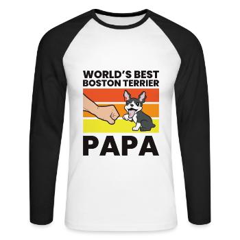 Le meilleur Boston Terrier Papa Boston Terrier au monde - T-shirt baseball manches longues Homme - blanc/noir - Devant - Nik (191cm)