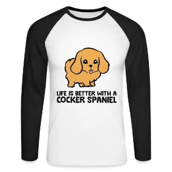 Cocker Spaniel Owner Life Is Better With A Cocker - Unisex Long Sleeve Baseball T-Shirt - white/black - Front - Nik (191cm)