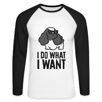 Cocker Spaniel Puppy Je fais ce que je veux Cocker - T-shirt baseball manches longues Homme - blanc/noir - Devant - Nik (191cm)