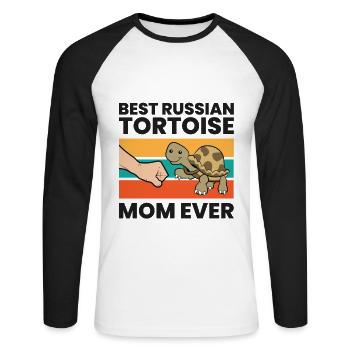 Russische Landschildkröte Haustier Beste - Unisex Baseballshirt langarm - Weiß/Schwarz - Vorne - Nik (191cm)