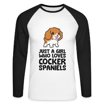 Just a Girl Who Loves Cocker Spaniel Dogs - Unisex Long Sleeve Baseball T-Shirt - white/black - Front - Nik (191cm)