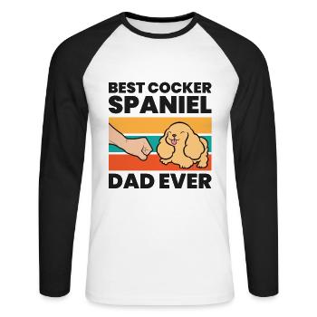Cocker Spaniel Papa Best Cocker Spaniel Dad Ever - Unisex Long Sleeve Baseball T-Shirt - white/black - Front - Nik (191cm)