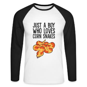 Just a Boy Who Loves Corn Snakes - Unisex Long Sleeve Baseball T-Shirt - white/black - Front - Nik (191cm)