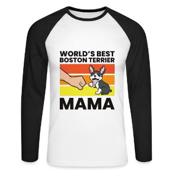 Meilleur Boston Terrier Mama Boston Terrier Mama - T-shirt baseball manches longues Homme - blanc/noir - Devant - Nik (191cm)
