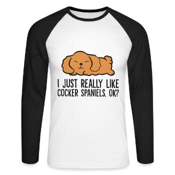 I Just Really Like Cocker Spaniels, Ok? Pet - Unisex Long Sleeve Baseball T-Shirt - white/black - Front - Nik (191cm)