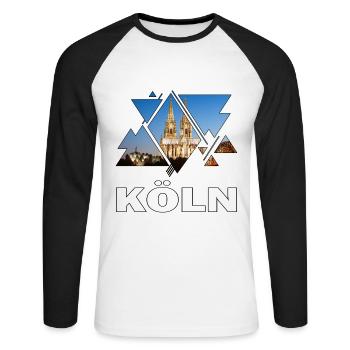 Cathédrale de Cologne Allemagne Ville Skyline Home Love - T-shirt baseball manches longues Homme - blanc/noir - Devant - Nik (191cm)