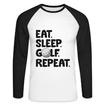Eat Sleep Golf Repeat Golf Player Funny Golfing - Unisex Long Sleeve Baseball T-Shirt - white/black - Front - Nik (191cm)