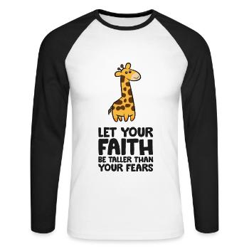 Que votre foi soit plus grande que vos peurs - T-shirt baseball manches longues Homme - blanc/noir - Devant - Nik (191cm)
