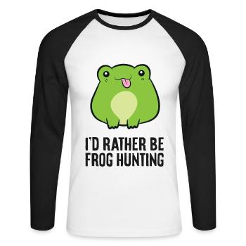 Ich wäre lieber auf Froschjagd lustiger - Unisex Baseballshirt langarm - Weiß/Schwarz - Vorne - Nik (191cm)