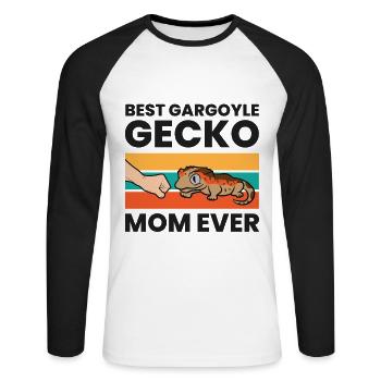 Beste Gargoyle-Gecko-Mutter aller Zeiten - Unisex Baseballshirt langarm - Weiß/Schwarz - Vorne - Nik (191cm)