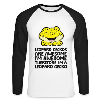 Leopardgeckos sind genial Ich bin genial Ich bin - Unisex Baseballshirt langarm - Weiß/Schwarz - Vorne - Nik (191cm)