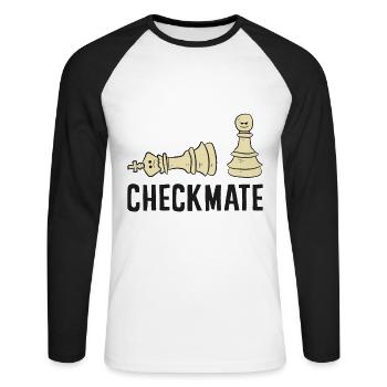 Échec et mat drôle de joueur d’échecs - T-shirt baseball manches longues Homme - blanc/noir - Devant - Nik (191cm)