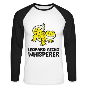 Leopardgecko-Flüsterer Reptilien - Unisex Baseballshirt langarm - Weiß/Schwarz - Vorne - Nik (191cm)