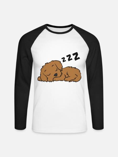 Cockapoo Hund Pyjama Lustig Schlafender Cockapoo - Unisex Baseballshirt langarm - Weiß/Schwarz