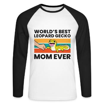 Leopard Gecko Mama World's Best Leopard Gecko Mom - Unisex Baseballshirt langarm - Weiß/Schwarz - Vorne - Nik (191cm)