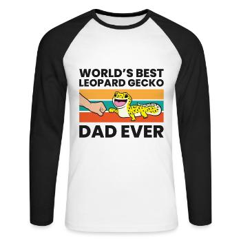 Leopard Gecko Papa Der beste Leopard Gecko Papa - Unisex Baseballshirt langarm - Weiß/Schwarz - Vorne - Nik (191cm)