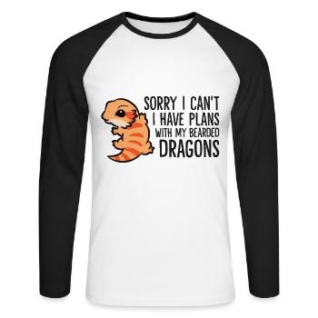 Ich kann leider nicht, ich habe Pläne mit meinen - Unisex Baseballshirt langarm - Weiß/Schwarz - Vorne - Nik (191cm)