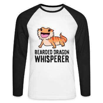 Bearded Dragon Whisperer Reptile Bearded Dragon - Unisex Long Sleeve Baseball T-Shirt - white/black - Front - Nik (191cm)
