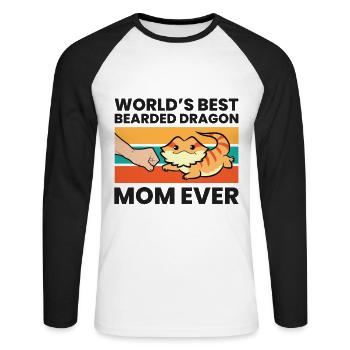 Bearded Dragon Mama World's Best Bearded Dragon - Unisex Long Sleeve Baseball T-Shirt - white/black - Front - Nik (191cm)