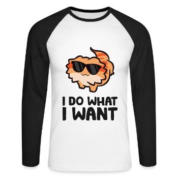 I Do What I Want Reptile Lizard Bearded Dragon - Unisex Long Sleeve Baseball T-Shirt - white/black - Front - Nik (191cm)