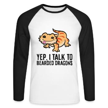 Bearded Dragon Owner Yep I Talk To Bearded Dragons - Unisex Long Sleeve Baseball T-Shirt - white/black - Front - Nik (191cm)