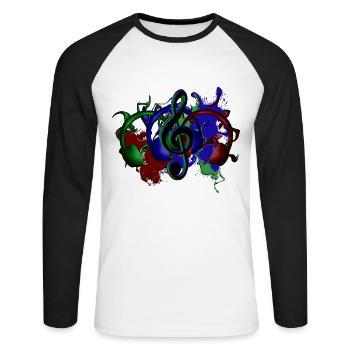 Clef de casque - T-shirt baseball manches longues Homme - blanc/noir - Devant - Nik (191cm)