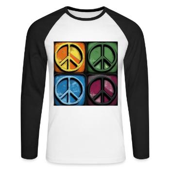 Colorful Peace Symbols - Unisex Long Sleeve Baseball T-Shirt - white/black - Front - Nik (191cm)