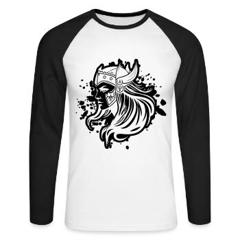 Viking Femme Guerrière Viking - T-shirt baseball manches longues Homme - blanc/noir - Devant - Nik (191cm)