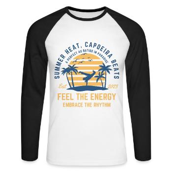 Capoeira summer on the beach under palm trees - Unisex Long Sleeve Baseball T-Shirt - white/black - Front - Nik (191cm)