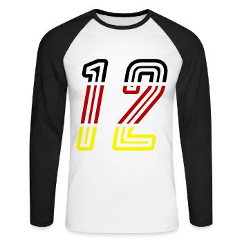 12 Number symbol Germany - Unisex Long Sleeve Baseball T-Shirt - white/black - Front - Nik (191cm)