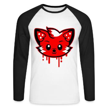Fox Head Comic Cute - Unisex Long Sleeve Baseball T-Shirt - white/black - Front - Nik (191cm)