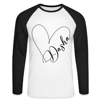 Dasha Nom Ligne de coeur - T-shirt baseball manches longues Homme - blanc/noir - Devant - Nik (191cm)