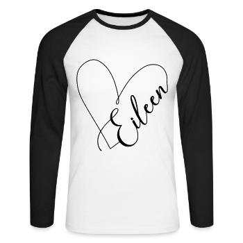 Eileen Name Herzlinie - Unisex Baseballshirt langarm - Weiß/Schwarz - Vorne - Nik (191cm)