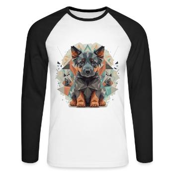 Polygon Berger Chien - T-shirt baseball manches longues Homme - blanc/noir - Devant - Nik (191cm)