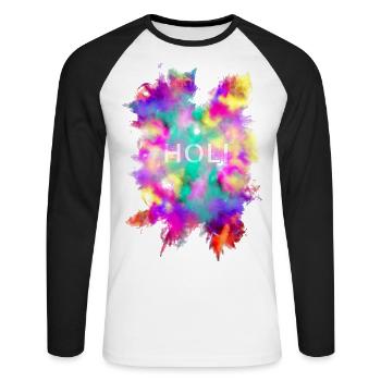 Holi - Fête des couleurs - T-shirt baseball manches longues Homme - blanc/noir - Devant - Nik (191cm)