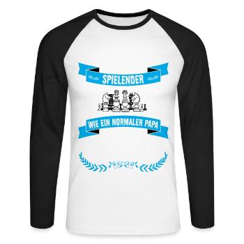 SCHACH Geschenk T Shirt - Unisex Baseballshirt langarm - Weiß/Schwarz - Vorne - Nik (191cm)