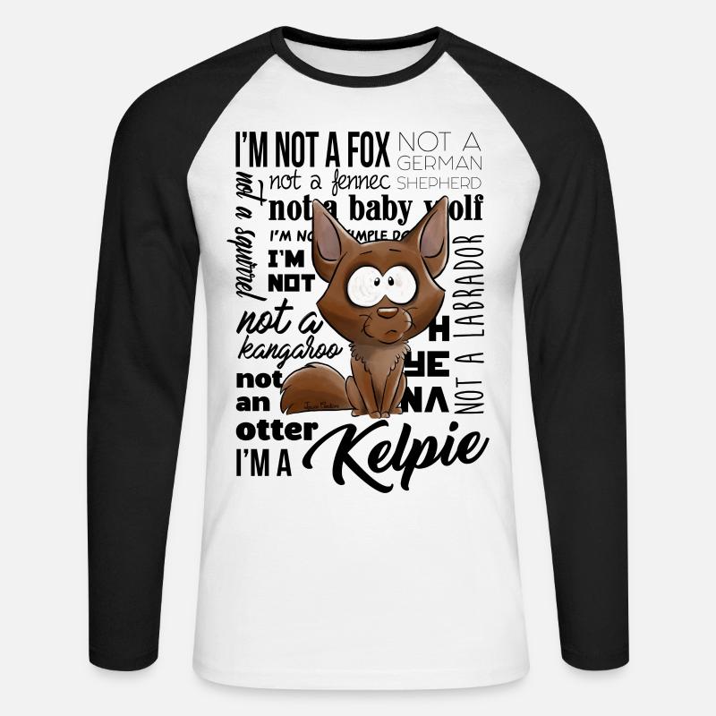 Ich bin ein Kelpie - Unisex Baseballshirt langarm - Weiß/Schwarz