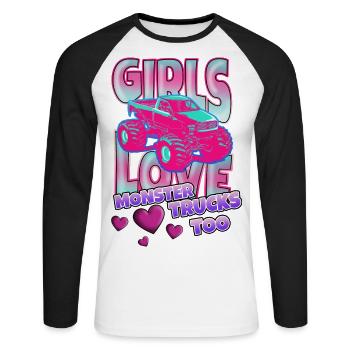 Monster Truck Tire Girls Women I Gift Idea - Unisex Long Sleeve Baseball T-Shirt - white/black - Front - Nik (191cm)