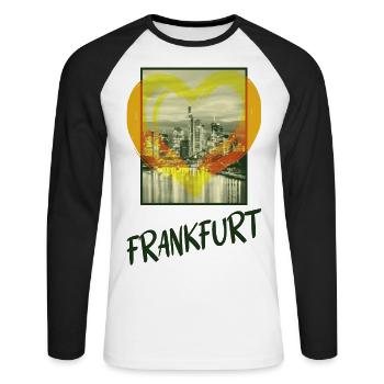 Francfort Allemagne Ville Skyline Coeur Amour - T-shirt baseball manches longues Homme - blanc/noir - Devant - Nik (191cm)