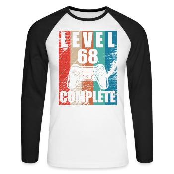 Level 68 complete - Unisex Long Sleeve Baseball T-Shirt - white/black - Front - Nik (191cm)