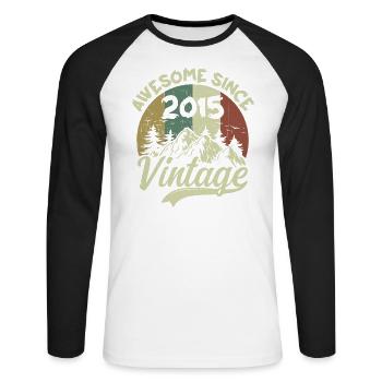 Vintage 2015 Birthday Gift 2015 - Unisex Long Sleeve Baseball T-Shirt - white/black - Front - Nik (191cm)